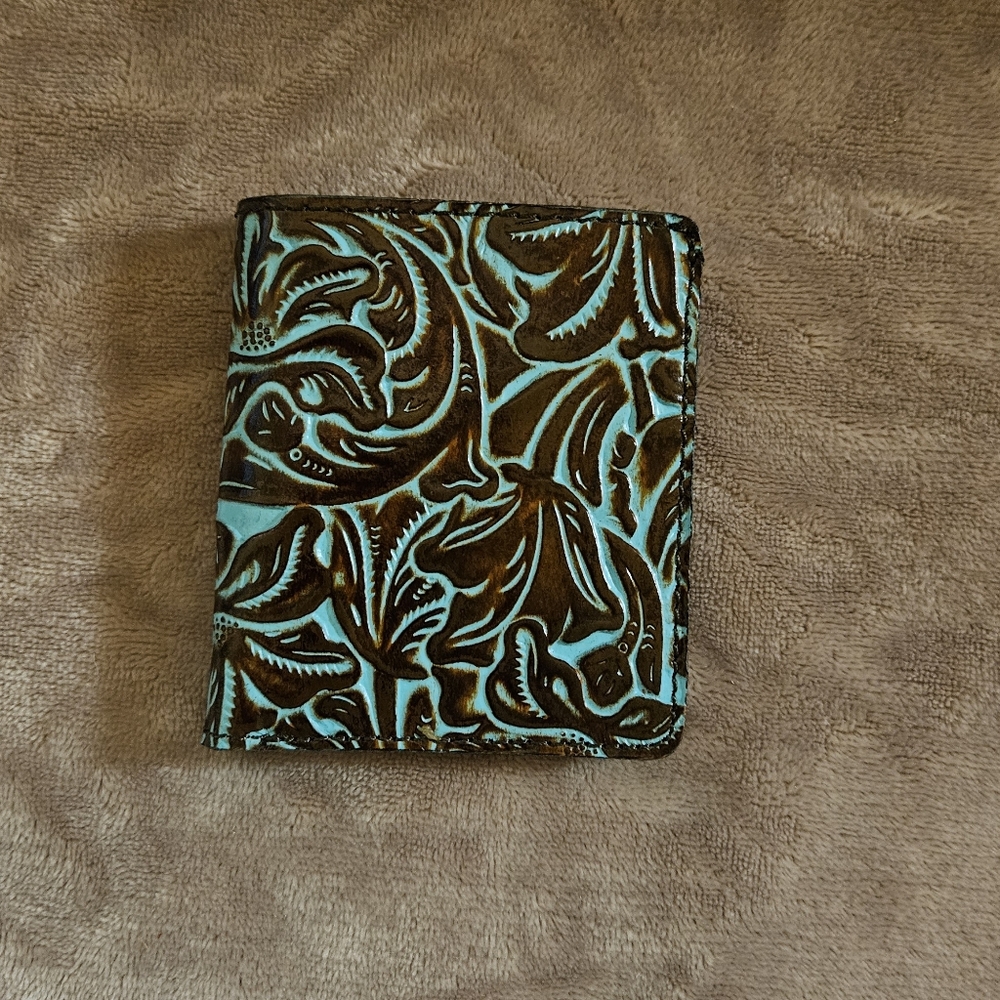 Patricia Nash Embossed Leather Wallet - Brown and Turquoise - Picture 3 of 8